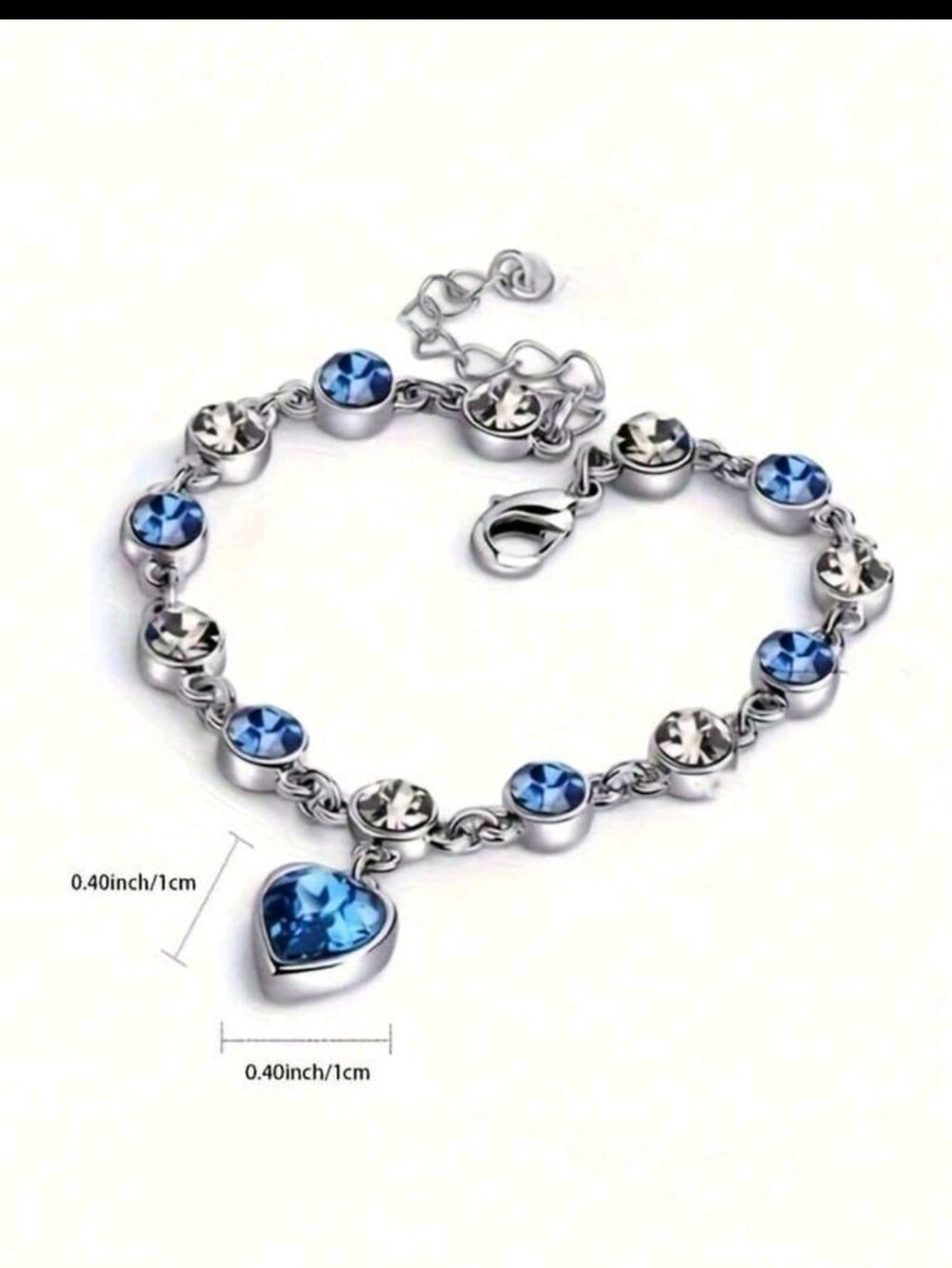 1pc Stunning Ocean Heart Rhinestone Bracelet Suitable For Girls Fashion Able And
